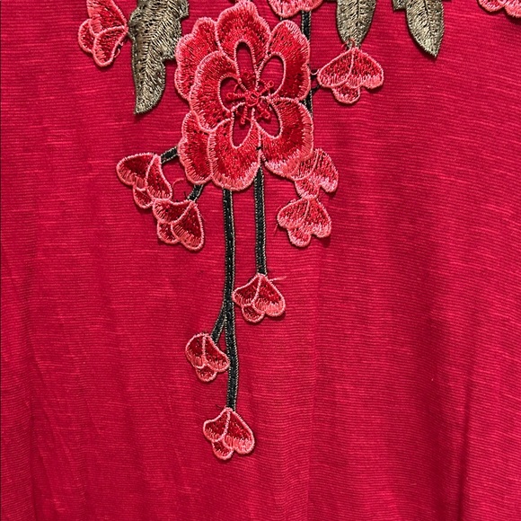 Rebecca Malone Red Floral Embroidered Blouse - Picture 6 of 6